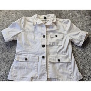 LRL Lauren Jeans Company Short Sleeve Denim Jacket, Women's XL Cotton Nautical